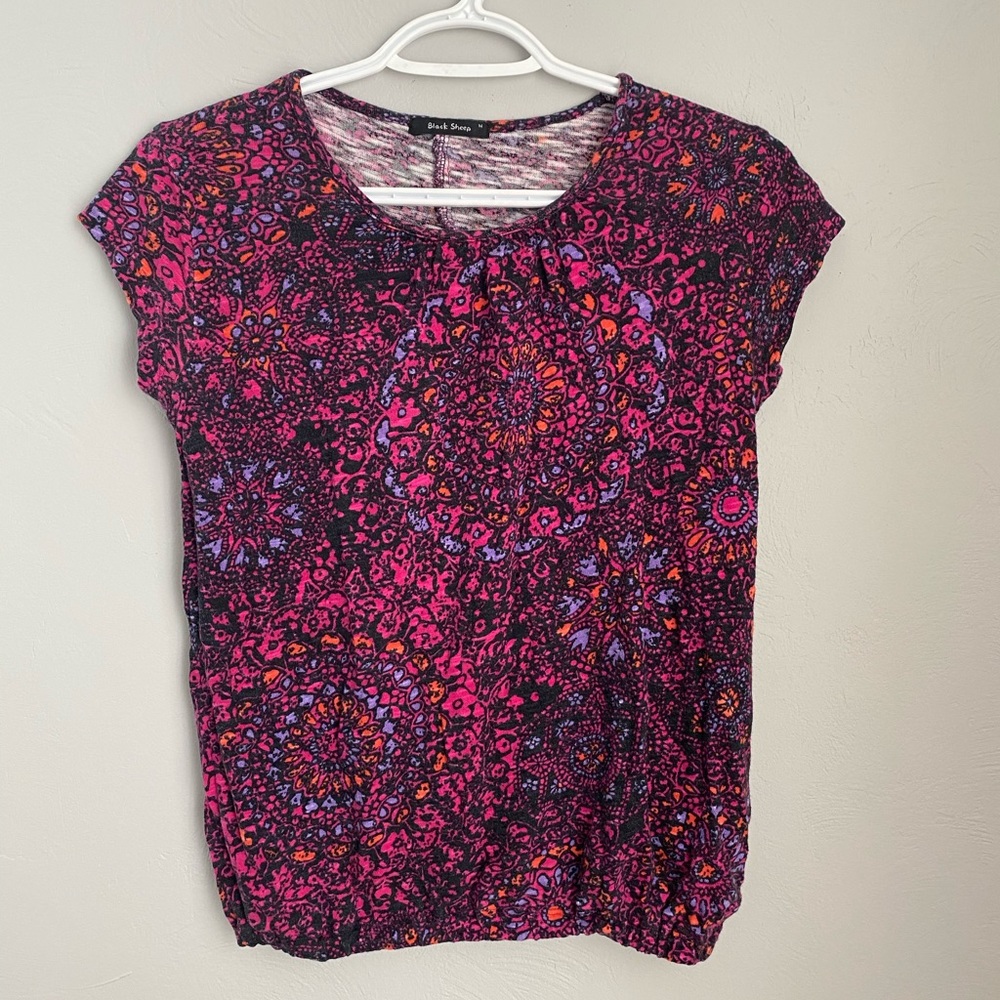 BLACK SHEEP Pink Printed Top with Gartered Bottom